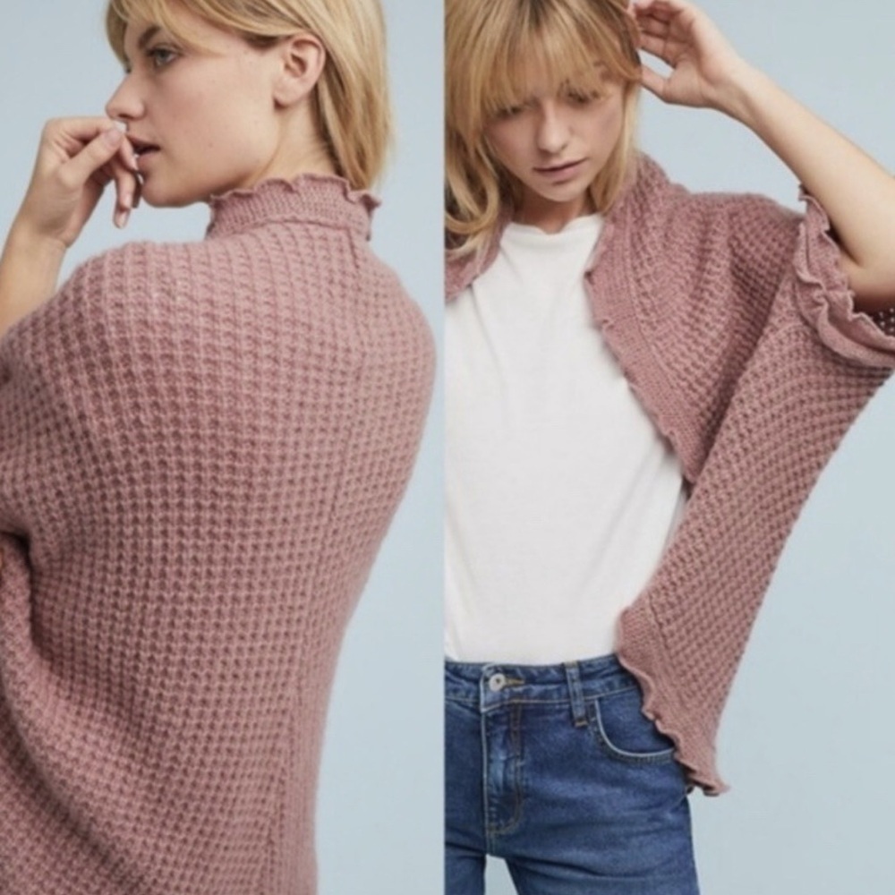 Anthropologie Moth Rocia Waffle Open Front Cardigan